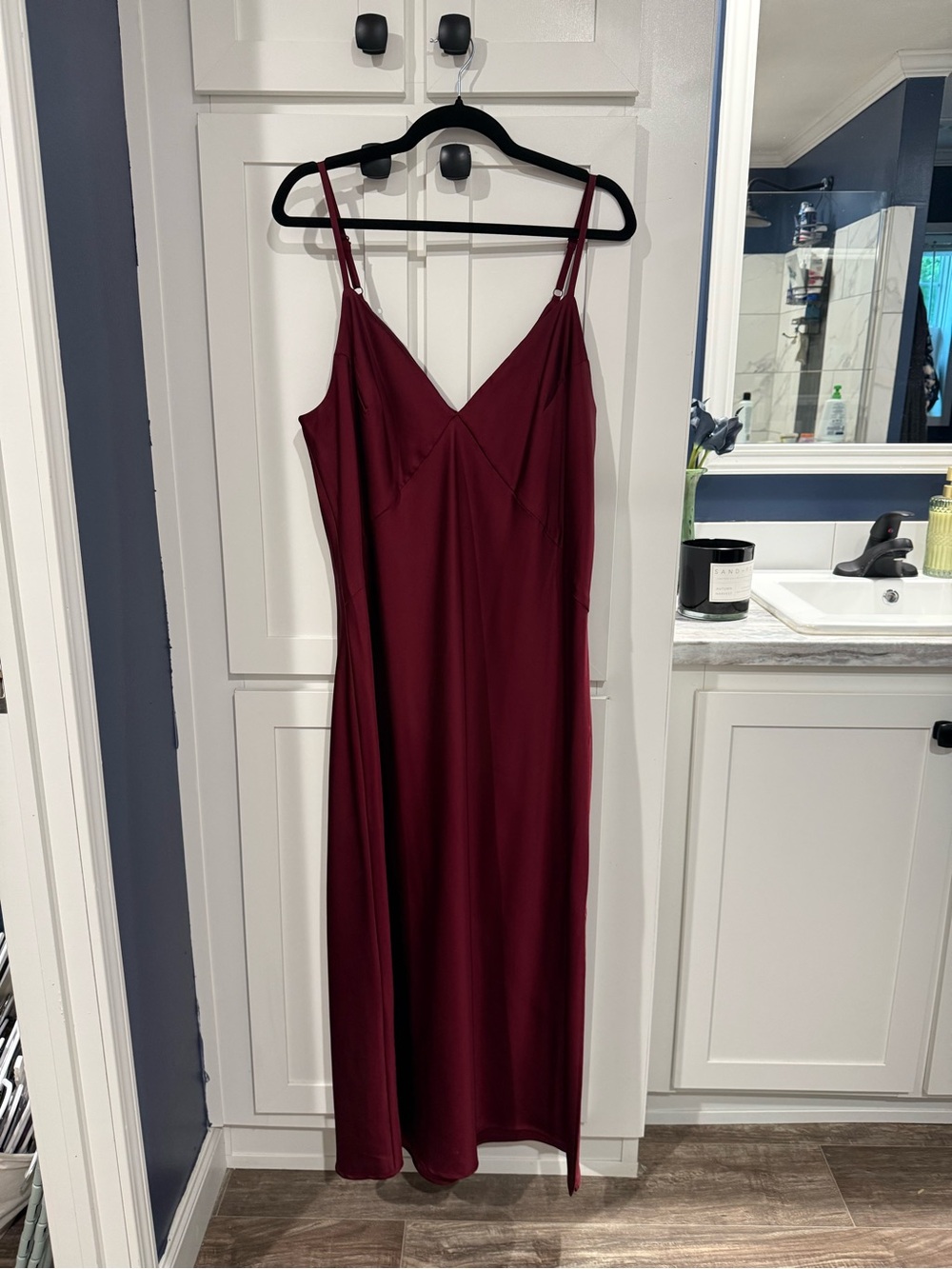 Burgundy Slip Midi Dress